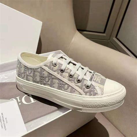 gray walk'n'dior dior oblique embroidered cotton sneaker|Walk'n'Dior Sneaker Gray Dior Oblique Embroidered .